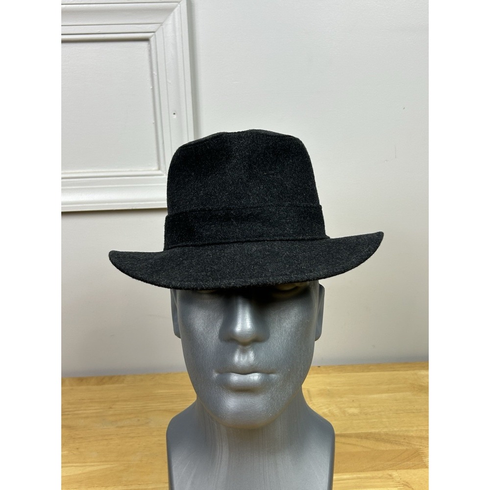 Vintage Gore-Tex Quilted Fedora Hat Fleece Wool Cashmere Smoky Black Gr.‎ 57